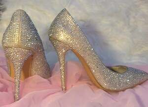 Steve Madden silver rhinestone pointed toe stiletto Cinderella US 7.5